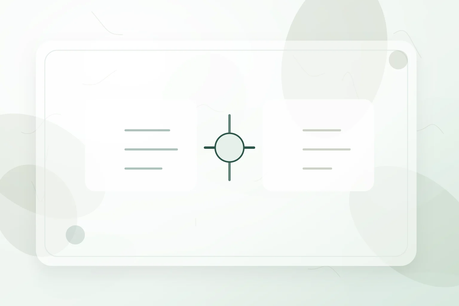 Balanced comparison panels joined by a central review point, illustrating psychiatrist vs psychologist.