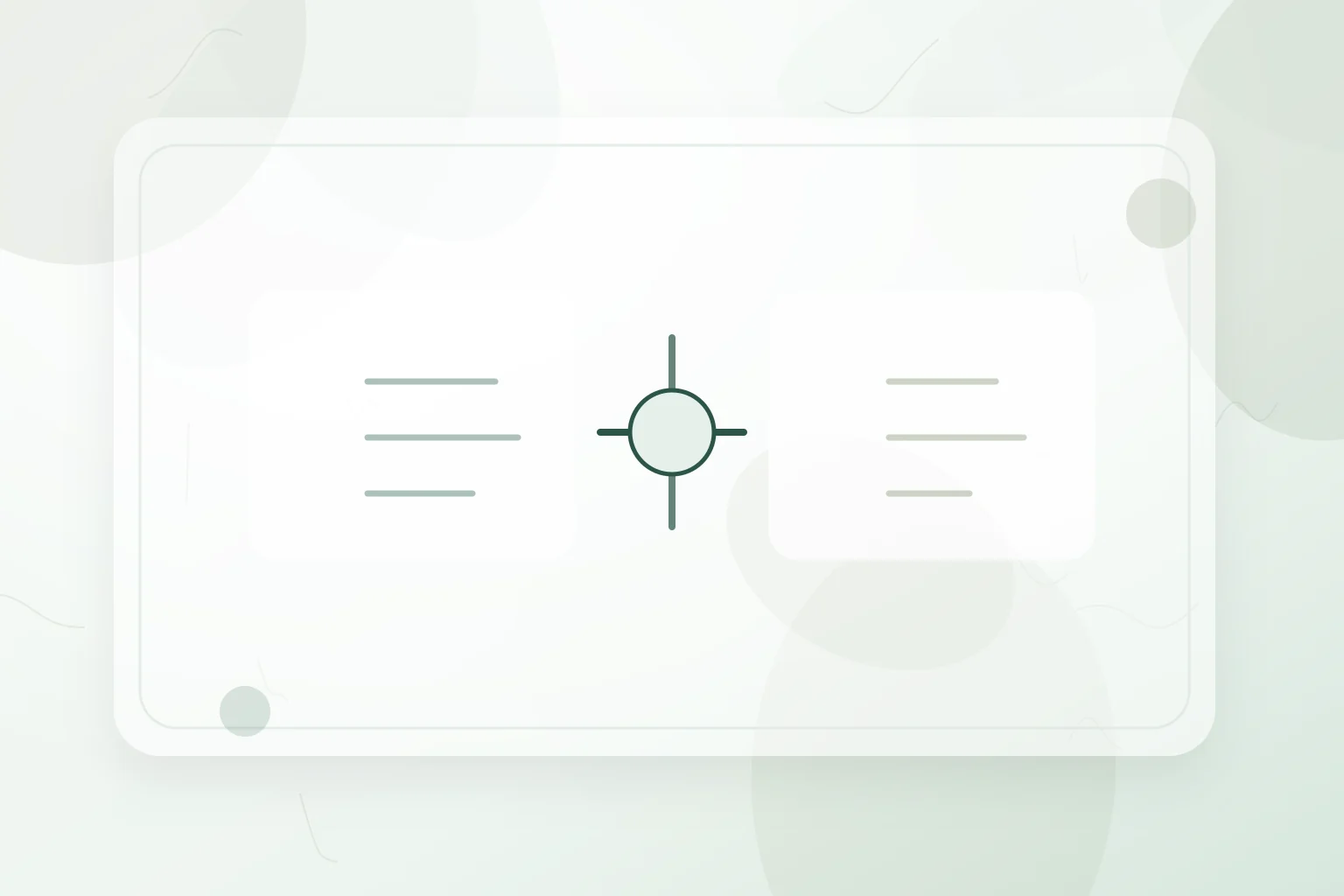 Balanced comparison panels joined by a central review point, illustrating life coach vs therapist.